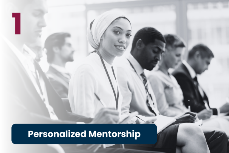 Professional mentorship session featuring one-on-one interaction between mentor and mentees.